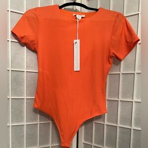 HOUSE OF HARLOW Coral Orange All- Day Contour Bodysuit NWT